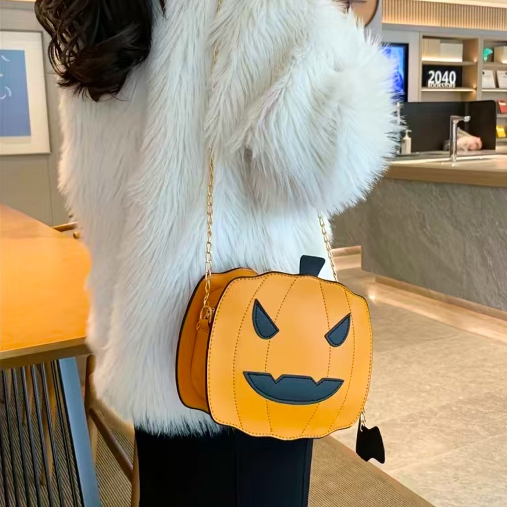 Halloween Pumpkin Faux Leather Crossbody Bag